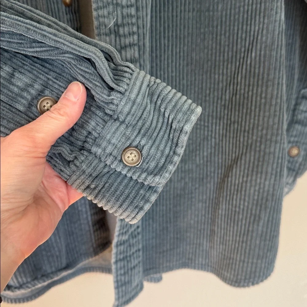 Men's Corduroy Button-Up Shirt Jacket - light navy medium